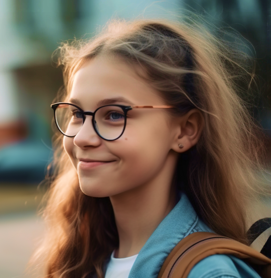 Female student with glasses