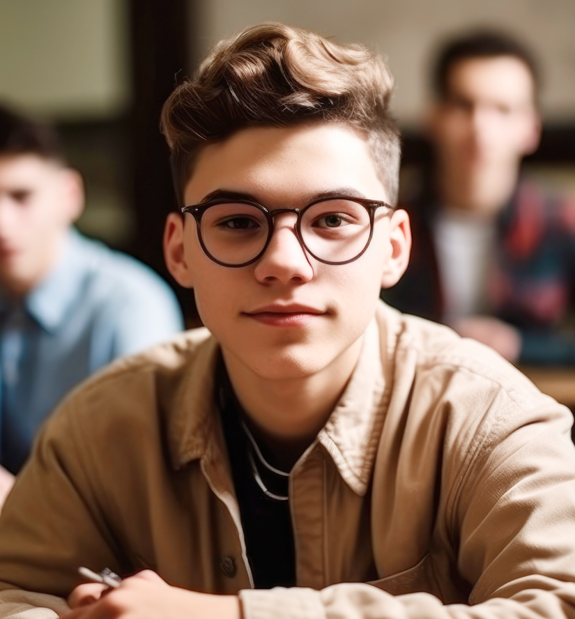 Female student with glasses