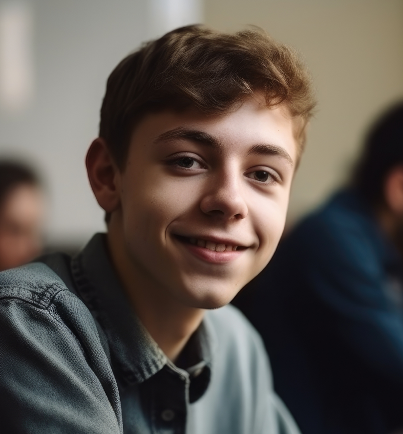 Male student smiling